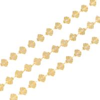 Brass Bar Chain, Shell, 18K gold plated, DIY, 6mm 