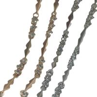 Brass Bar Chain, with Cubic Zirconia, plated, DIY 5mm 