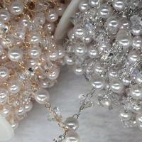 Brass Ball Chain, with Plastic Pearl, plated, DIY 5mm 