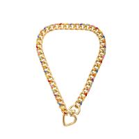 Enamel Zinc Alloy Necklace, with iron chain, Heart, gold color plated, for woman Approx 18.89 Inch 