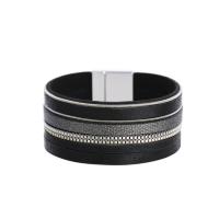 PU Leather Cord Bracelets, Zinc Alloy, with PU Leather, silver color plated, fashion jewelry & multilayer & for woman 