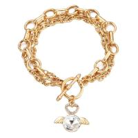 Zinc bracelets en strass en alliage , alliage de zinc, Placage de couleur d'or, bijoux de mode & pour femme & avec strass, doré, 22mm cm, Vendu par PC