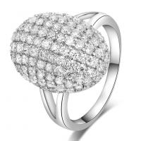 Cubic Zirconia Micro Pave Brass Finger Ring, with Cubic Zirconia, Oval, platinum plated & for woman 
