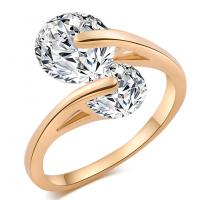 Cubic Zircon Brass Finger Ring, with Cubic Zirconia, gold color plated & for woman, 13mm 