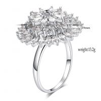Cubic Zirconia Micro Pave Brass Finger Ring, with Cubic Zirconia, Flower, plated & for woman 19mm 