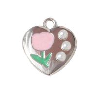 Zinc Alloy Jewelry Pendants, with Plastic Pearl, plated, DIY & enamel & with rhinestone 