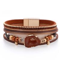 PU Leather Cord Bracelets, with Crystal & Zinc Alloy, multilayer & Bohemian style & druzy style & for woman 15mm,20mm Approx 7.67 Inch 