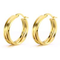 Titanium Steel Hoop Earring, Vacuum Ion Plating, fashion jewelry & for woman 25mm 