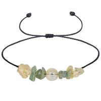 Gemstone Chip Bracelets, Wax Cord, with Peridot Stone & Citrine, Flat Round, handmade, fashion jewelry & adjustable & for woman, yellow cm 