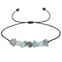 Gemstone Chip Bracelets, Wax Cord, with Gemstone, Flat Round, handmade, fashion jewelry & adjustable & for woman, dark green cm [