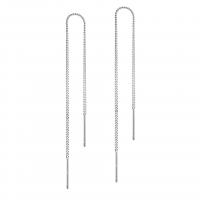 Sterling Silver Thread Through Earrings, 925 Sterling Silver, plated, fashion jewelry & for woman 125mm 