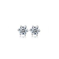 Sterling Silver Cubic Zirconia Earring, 925 Sterling Silver, platinum plated & micro pave cubic zirconia & for woman, original color 