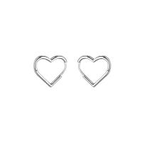 Sterling Silver Huggie Hoop Earring, 925 Sterling Silver, Heart, platinum plated, fashion jewelry & for woman, original color 