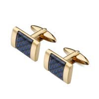 Stainless Steel Cufflink, 316L Stainless Steel, with Carbon Fibre, Rectangle, real gold plated, fashion jewelry & for man 