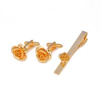 Brass Tie Clip Cufflink Set, Rose, plated, fashion jewelry & for man 12-20mm 
