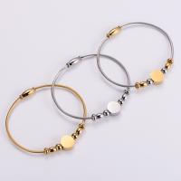 Stainless Steel Bangle, 316L Stainless Steel, Heart, Vacuum Ion Plating, for woman & with rhinestone 60mm 