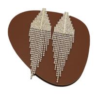 Fashion Fringe Earrings, Brass, with Rhinestone, Geometrical Pattern, plated, for woman & hollow 