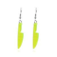 Acrylic Drop Earring, with Zinc Alloy, for woman, fluorescent green, 60mm 