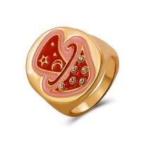 Anillo de dedo de aleación de Zinc, chapado en oro KC, para mujer & esmalte & con diamantes de imitación, 24mm, Vendido por UD