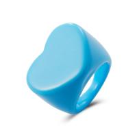 Anillo de dedo de resina, Corazón, para mujer, más colores para la opción, 27mm, Vendido por UD