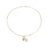 Freshwater Pearl Brass Necklace, with Freshwater Pearl, 18K gold plated, for woman Approx 22.83 Inch 