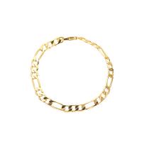 Brass Bracelets, 18K gold plated, figaro chain & for woman Approx 6.69 Inch 