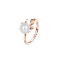 Pearl Sterling Silver Finger Ring, 925 Sterling Silver, with Shell Pearl & Freshwater Pearl, plated, Adjustable & for woman 