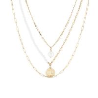 Mode-Multi-Layer-Halskette, Zinklegierung, mit Kunststoff Perlen, mit Verlängerungskettchen von 3.14 inch, plattiert, für Frau & Multi-Strang, keine, Länge:ca. 15.75 ZollInch, verkauft von PC