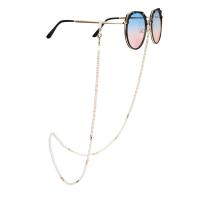 Brass Glasses Chain, with ABS Plastic Pearl, gold color plated, for woman, 840mm 