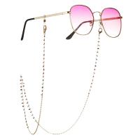 Brass Glasses Chain, with Glass Beads, gold color plated, for woman, multi-colored, 800mm 