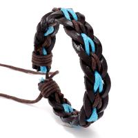 Cowhide Bracelets, with Wax Cord, Adjustable & fashion jewelry & Unisex, 12mm Approx 17-18 cm 