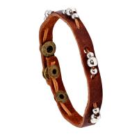 Cowhide Bracelets, with Zinc Alloy, fashion jewelry & Unisex, dark brown, 10mm Approx 8.46 Inch 