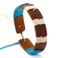 Cowhide Bracelets, with Wax Cord, Adjustable & fashion jewelry & Unisex, 12mm Approx 17-18 cm 