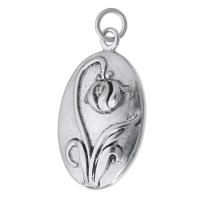 Stainless Steel Pendants, 316 Stainless Steel, DIY & with flower pattern, original color Approx 4mm 