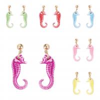 Resin Drop Earring, with Zinc Alloy, Seahorse, random style & fashion jewelry & for woman, Random Color 