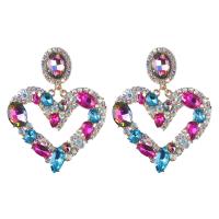 Zinc Alloy Rhinestone Drop Earring, Heart, plated, fashion jewelry & for woman & with rhinestone 