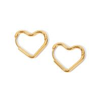 Stainless Steel Huggie Hoop Earring, 304 Stainless Steel, Heart, Vacuum Ion Plating, fashion jewelry & for woman, golden 