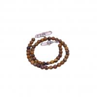 Bag Straps, Tiger Eye, with Zinc Alloy, Round, silver color plated, DIY, 8mm Approx 48.5 cm 