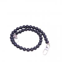 Bag Straps, Black Agate, with Zinc Alloy, Round, silver color plated, DIY & frosted, black, 10mm Approx 48.5 cm 