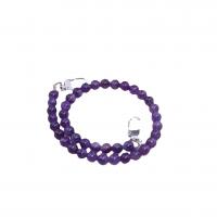 Bag Straps, Amethyst, with Zinc Alloy, Round, silver color plated, DIY, purple, 10mm Approx 48.5 cm 