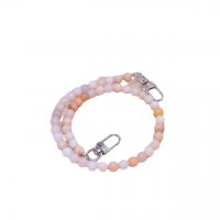 Bag Straps, Pink Aventurine, with Zinc Alloy, Round, silver color plated, DIY, pink, 8mm Approx 48.5 cm 