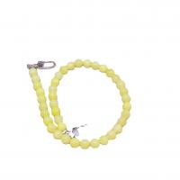 Bag Straps, Pale Brown Jade, with Zinc Alloy, Round, silver color plated, DIY, yellow, 10mm Approx 48.5 cm 