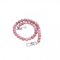 Bag Straps, Grain Stone, with Zinc Alloy, Round, silver color plated, DIY, pink, 10mm Approx 48.5 cm 