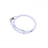 Bag Straps, Howlite, with Zinc Alloy, Round, silver color plated, DIY, white, 8mm Approx 48.5 cm 