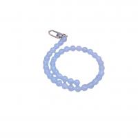 Bag Straps, Chalcedony, with Zinc Alloy, Round, silver color plated, DIY, light blue, 10mm Approx 48.5 cm 