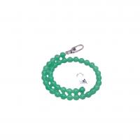 Bag Straps, Chalcedony, with Zinc Alloy, Round, silver color plated, DIY, light green, 10mm Approx 48.5 cm 