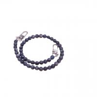 Bag Straps, Labradorite, with Zinc Alloy, Round, silver color plated, DIY, black, 8mm Approx 48.5 cm 