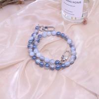 Bag Straps, Flat Flower Agate, with Zinc Alloy, Round, plated, DIY, silver-grey, 10mm Approx 48.5 cm 