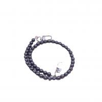 Bag Straps, Hematite, with Zinc Alloy, Round, silver color plated, DIY, black, 8mm Approx 48.5 cm 
