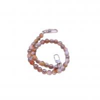 Bag Straps, Flat Flower Agate, with Zinc Alloy, Round, plated, DIY, mixed colors, 10mm Approx 48.5 cm 